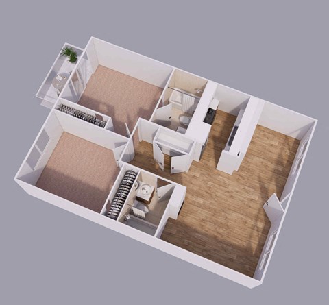 a small apartment with an open floor plan royalty free 3d model preview no. 1